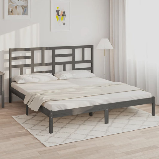vidaXL Bed Frame Grey Solid Wood 200x200 cm