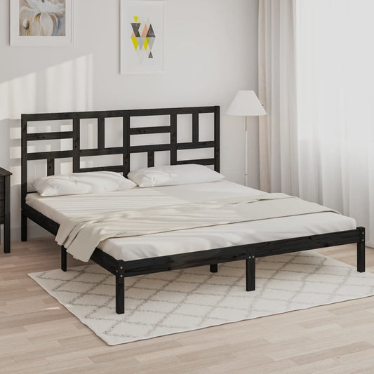 vidaXL Bed Frame Black Solid Wood 200x200 cm