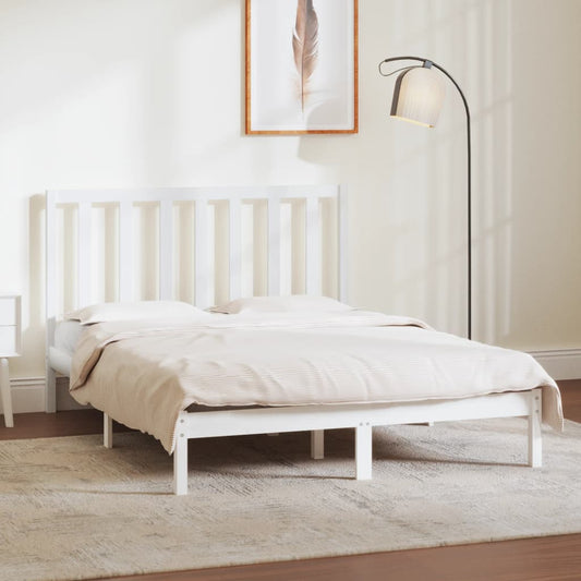 vidaXL Bed Frame White Solid Wood Pine 135x190 cm Double