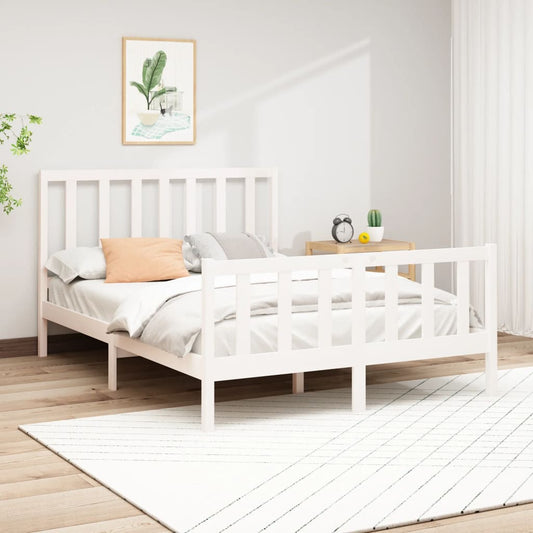 vidaXL Bed Frame White Solid Wood Pine 140x190 cm