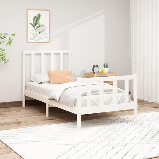 vidaXL Bed Frame White Solid Wood Pine 90x200 cm
