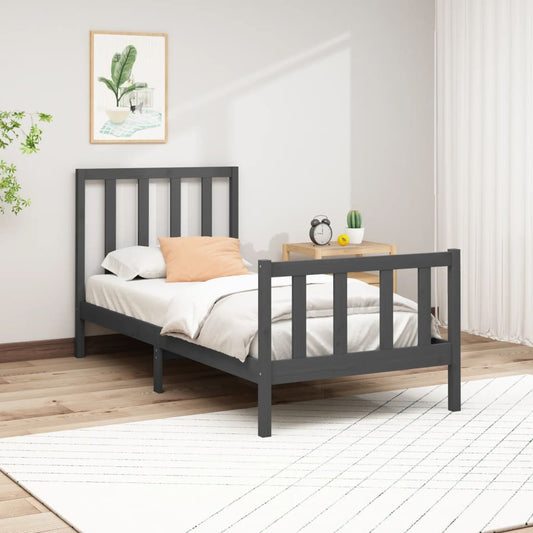 vidaXL Bed Frame Grey Solid Wood Pine 90x200 cm