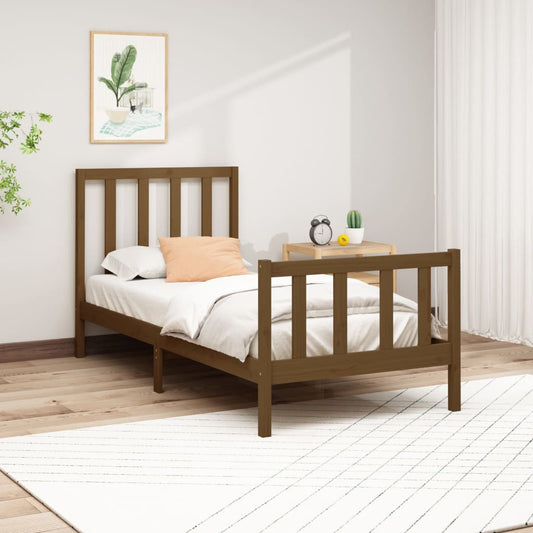 vidaXL Bed Frame Honey Brown Solid Wood Pine 100x200 cm