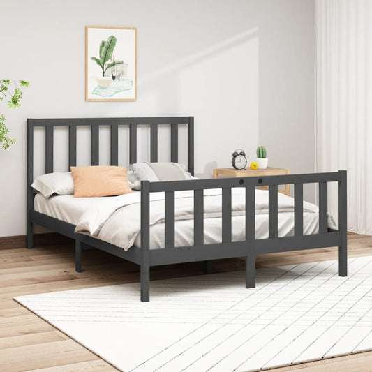 vidaXL Bed Frame Grey Solid Wood Pine 140x200 cm