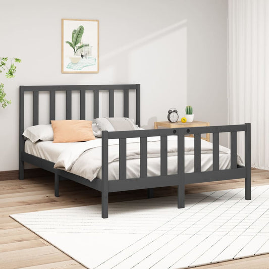vidaXL Bed Frame Grey Solid Wood Pine 160x200 cm