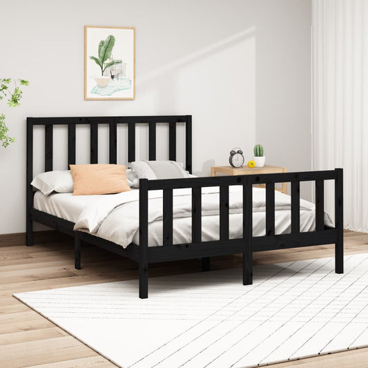 vidaXL Bed Frame Black Solid Wood Pine 160x200 cm