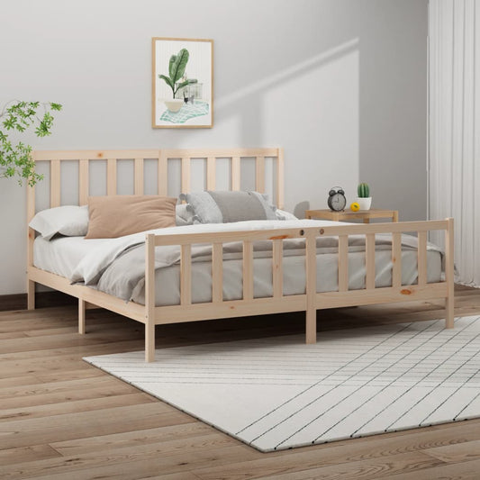 vidaXL Bed Frame Solid Wood Pine 180x200 cm Super King Size