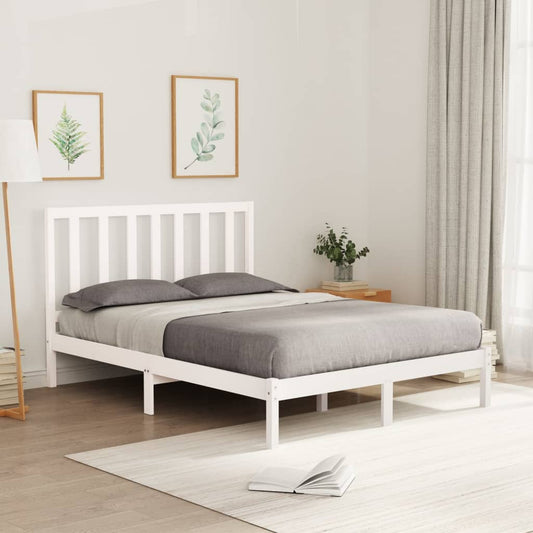 vidaXL Bed Frame White Solid Wood 120x200 cm