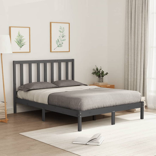 vidaXL Bed Frame Grey Solid Wood 120x200 cm