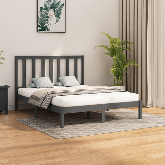 vidaXL Bed Frame Grey Solid Wood 140x200 cm