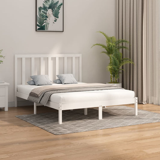 vidaXL Bed Frame White Solid Wood 160x200 cm