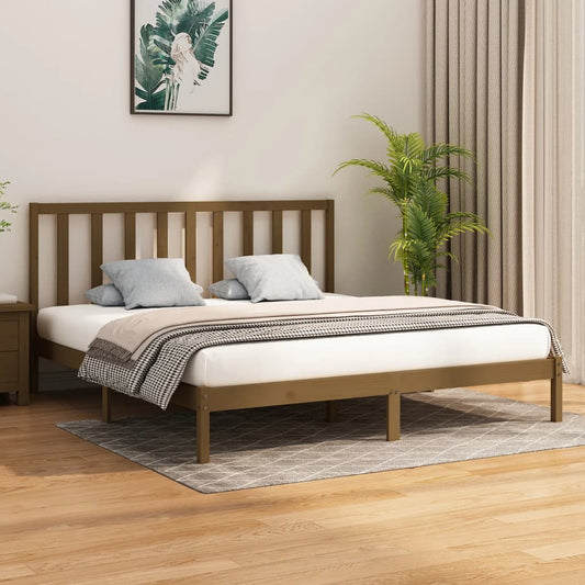 vidaXL Bed Frame Honey Brown Solid Wood 200x200 cm