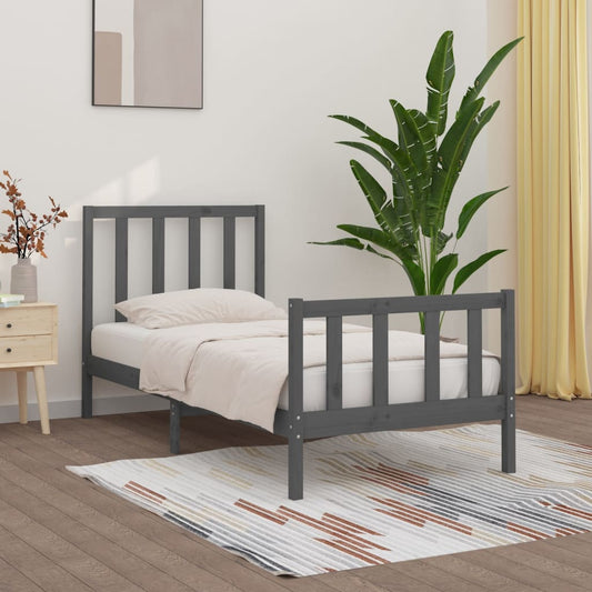 vidaXL Bed Frame Grey Solid Wood 90x200 cm