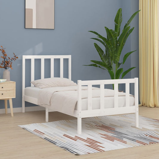 vidaXL Bed Frame White Solid Wood 100x200 cm