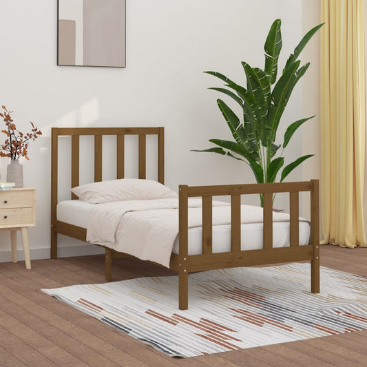 vidaXL Bed Frame Honey Brown Solid Wood 100x200 cm