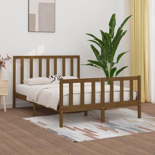 vidaXL Bed Frame Honey Brown Solid Wood 140x200 cm