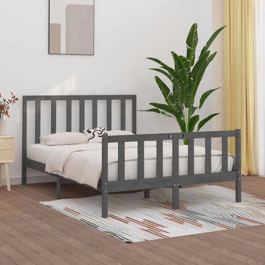 vidaXL Bed Frame Grey Solid Wood 160x200 cm