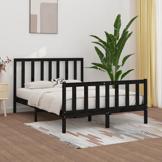 vidaXL Bed Frame Black Solid Wood 160x200 cm