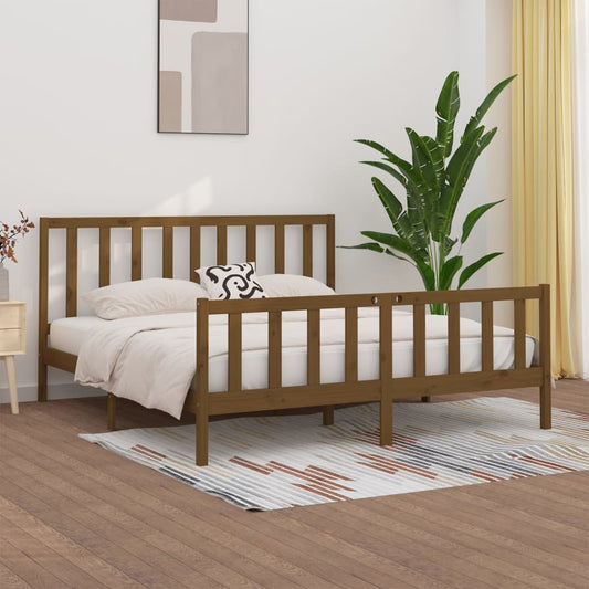 vidaXL Bed Frame Honey Brown Solid Wood 180x200 cm Super King Size