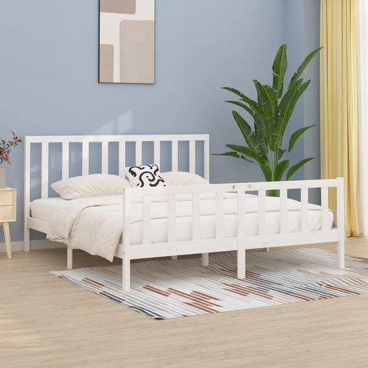 vidaXL Bed Frame White Solid Wood 200x200 cm