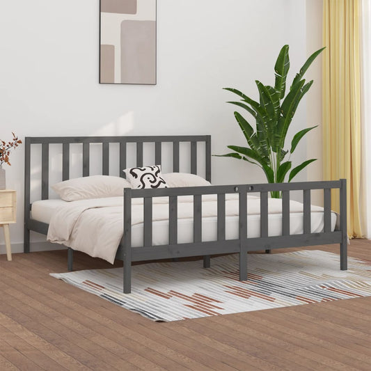 vidaXL Bed Frame Grey Solid Wood 200x200 cm