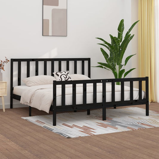 vidaXL Bed Frame Black Solid Wood 200x200 cm