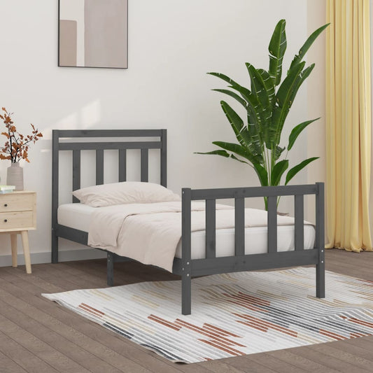 vidaXL Bed Frame Grey Solid Wood Pine 100x200 cm