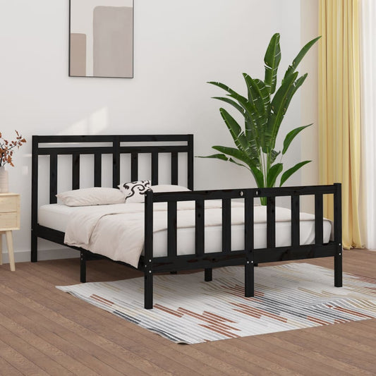vidaXL Bed Frame Black Solid Wood Pine 120x200 cm