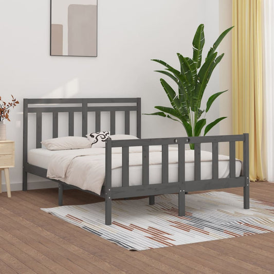 vidaXL Bed Frame Grey Solid Wood Pine 140x200 cm