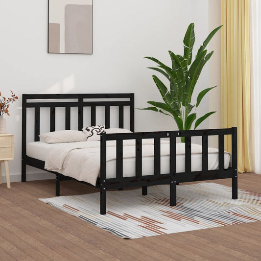 vidaXL Bed Frame Black Solid Wood Pine 140x200 cm