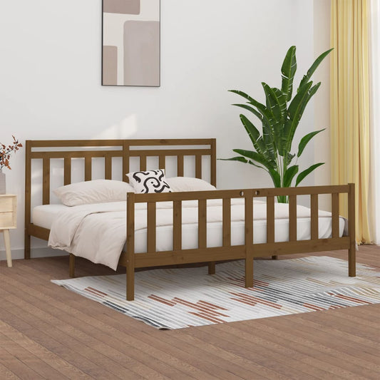 vidaXL Bed Frame Honey Brown Solid Wood Pine 200x200 cm
