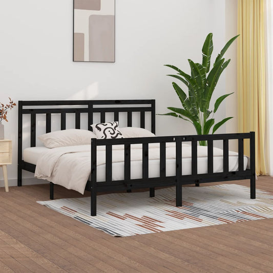vidaXL Bed Frame Black Solid Wood Pine 200x200 cm