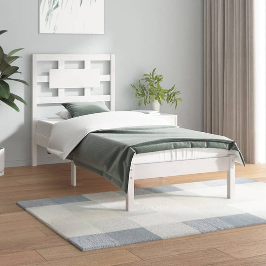 vidaXL Bed Frame White Solid Wood Pine 90x200 cm