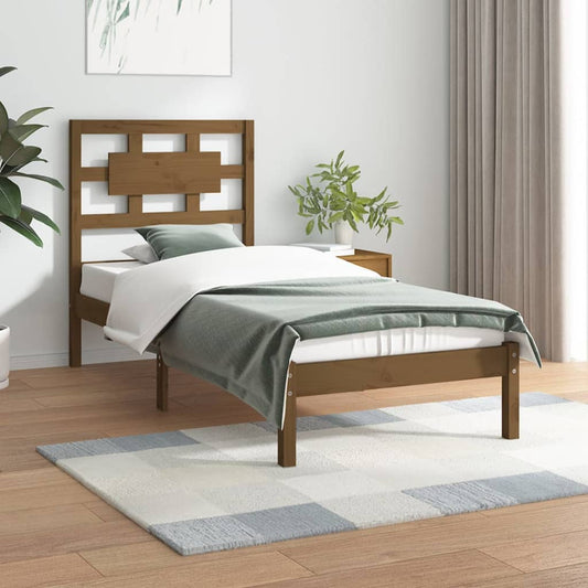 vidaXL Bed Frame Honey Brown Solid Wood Pine 90x200 cm