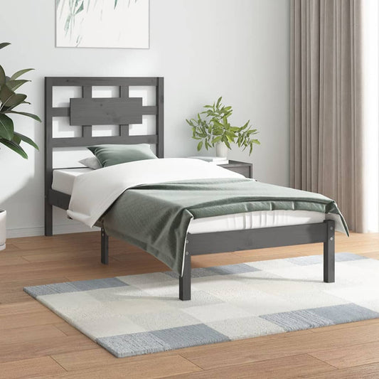 vidaXL Bed Frame Grey Solid Wood Pine 100x200 cm
