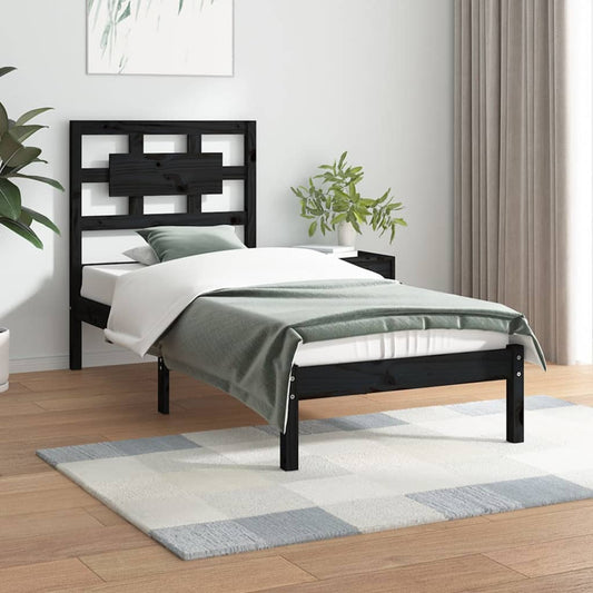 vidaXL Bed Frame Black Solid Wood Pine 100x200 cm