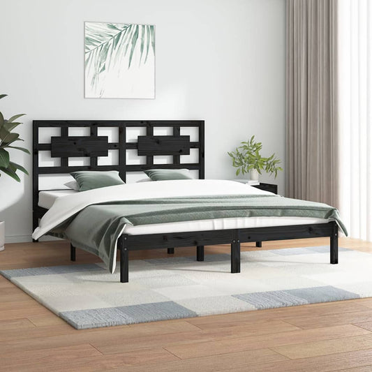vidaXL Bed Frame Black Solid Wood Pine 140x200 cm