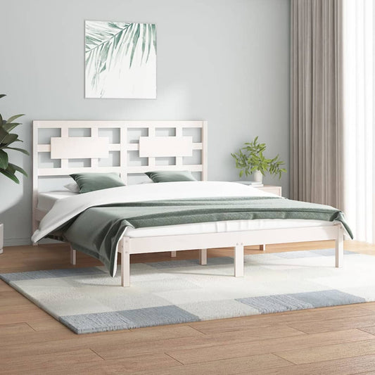 vidaXL Bed Frame White Solid Wood Pine 200x200 cm