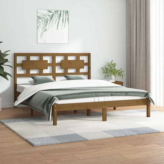 vidaXL Bed Frame Honey Brown Solid Wood Pine 200x200 cm