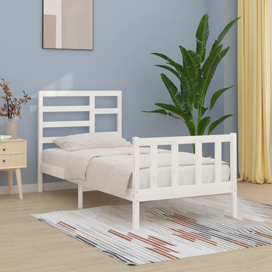 vidaXL Bed Frame White Solid Wood Pine 90x200 cm