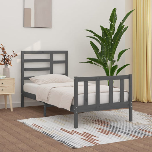 vidaXL Bed Frame Grey Solid Wood Pine 100x200 cm