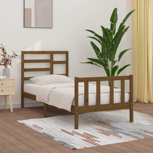 vidaXL Bed Frame Honey Brown Solid Wood Pine 100x200 cm
