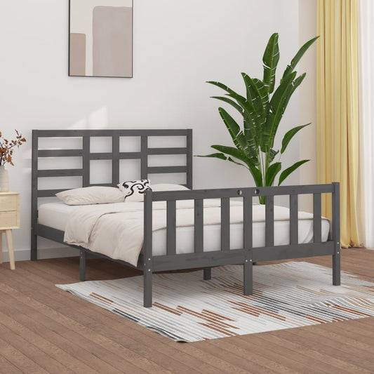 vidaXL Bed Frame Grey Solid Wood Pine 120x200 cm