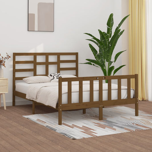 vidaXL Bed Frame Honey Brown Solid Wood Pine 140x200 cm