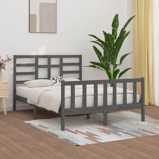 vidaXL Bed Frame Grey Solid Wood Pine 160x200 cm