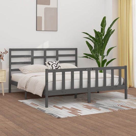 vidaXL Bed Frame Grey Solid Wood Pine 200x200 cm