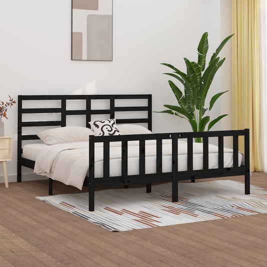 vidaXL Bed Frame Black Solid Wood Pine 200x200 cm
