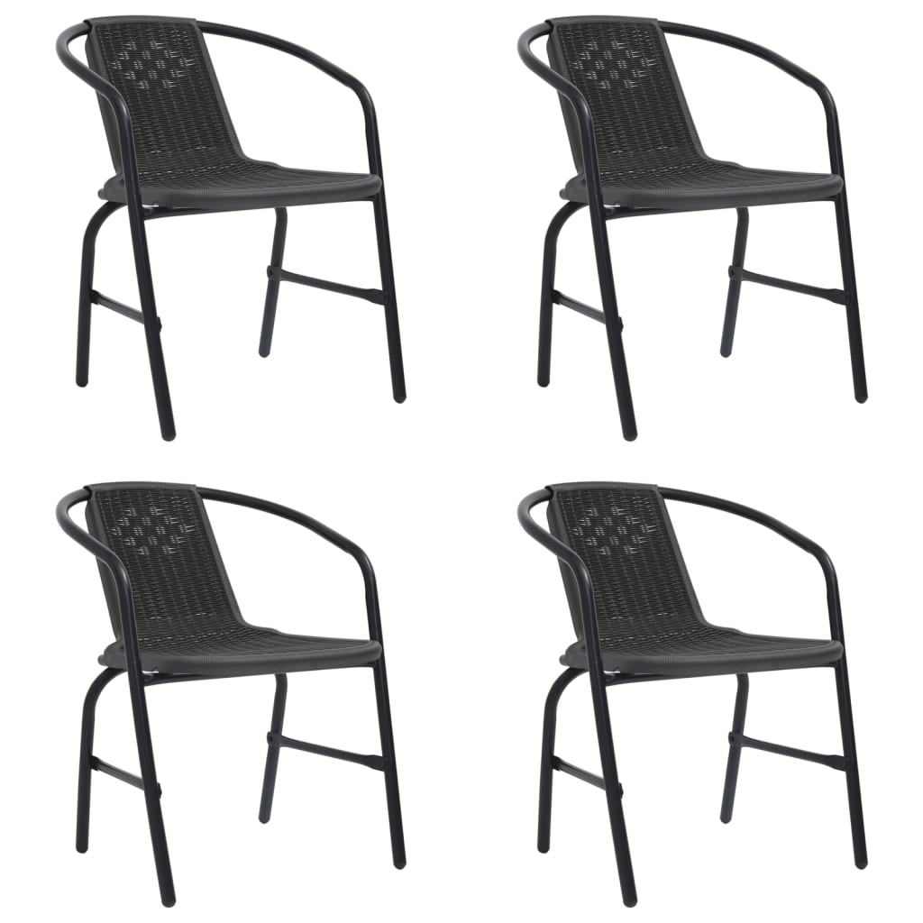 vidaXL Garden Chairs 4 pcs Plastic Rattan and Steel 110 kg