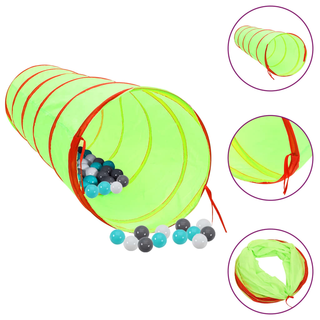 vidaXL Children Play Tunnel with 250 Balls Green 175 cm Polyester