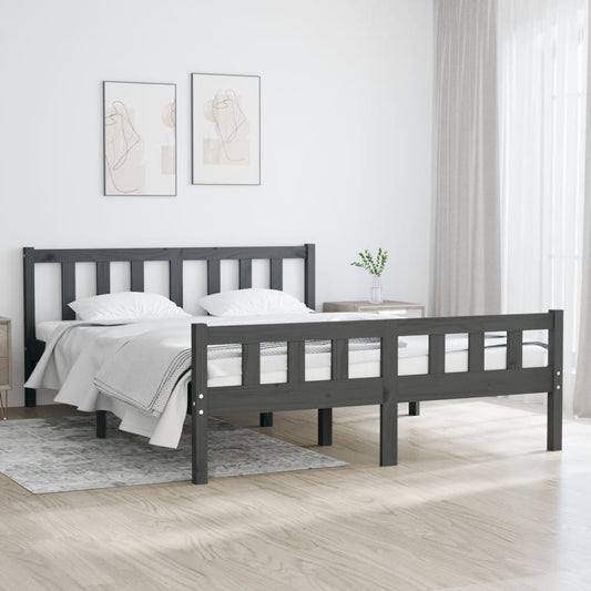 vidaXL Bed Frame Grey Solid Wood 120x190 cm Small Double